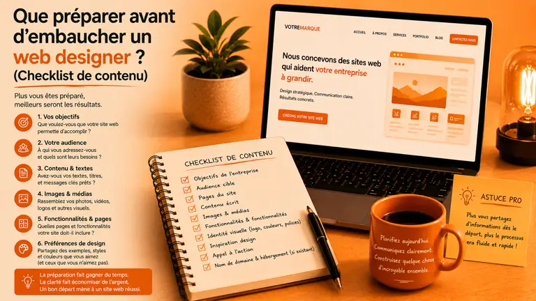 Quoi Préparer Avant d'Engager un Web Designer (Checklist Contenu)