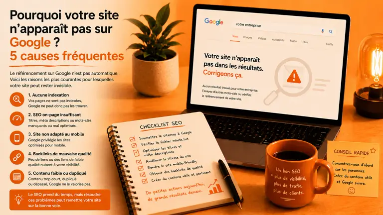 Pourquoi Votre Site n'Apparaît Pas sur Google ? 5 Causes Fréquentes