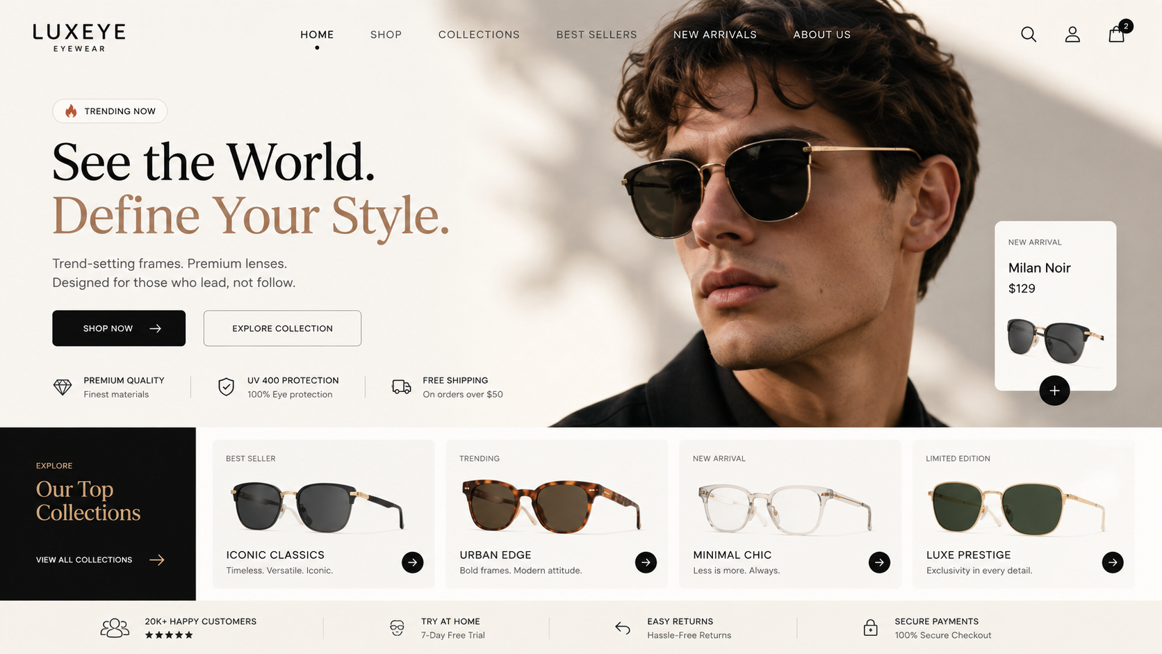 Luxury ecommerce website concept screenshot